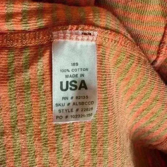 Fresh Produce women’s open cardigan sweater striped tan coral one size made USA - Picture 9 of 10